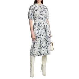 Jason‎ Wu Blurred Poplin Belted Shirt Dress Blue Size 4